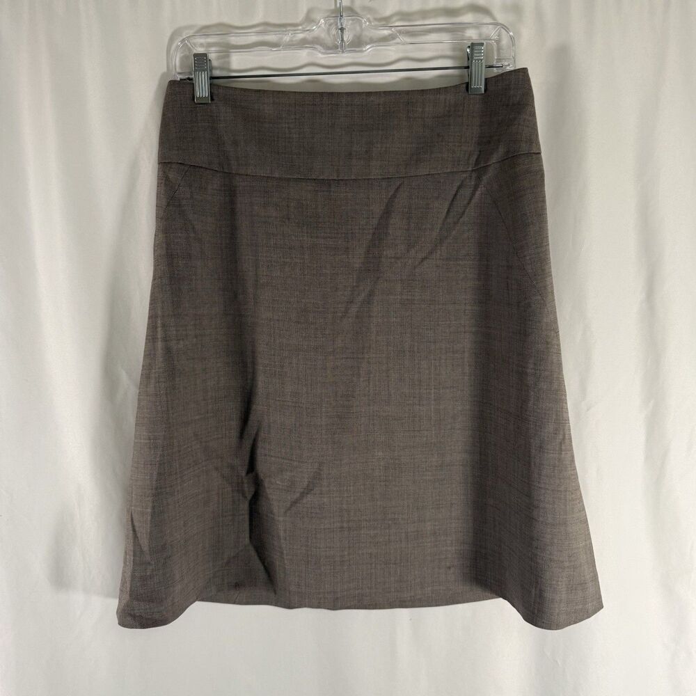 Banana Republic Wool Blend Skirt Women's 4 Brown Stretch Zip Back Knee Length